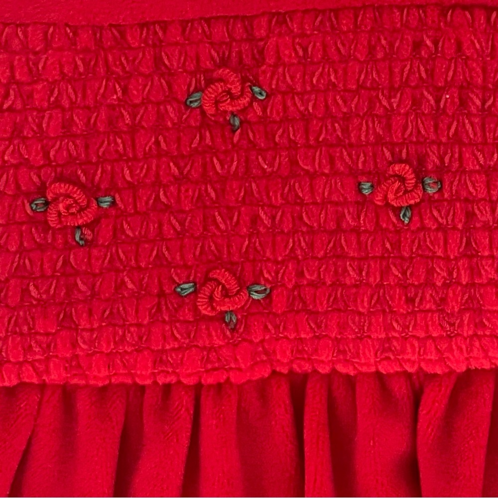 NEW Velvet Christmas Smocked Embroidered Baby Girl Holiday Dress, Fully Lined - Picture 5 of 15
